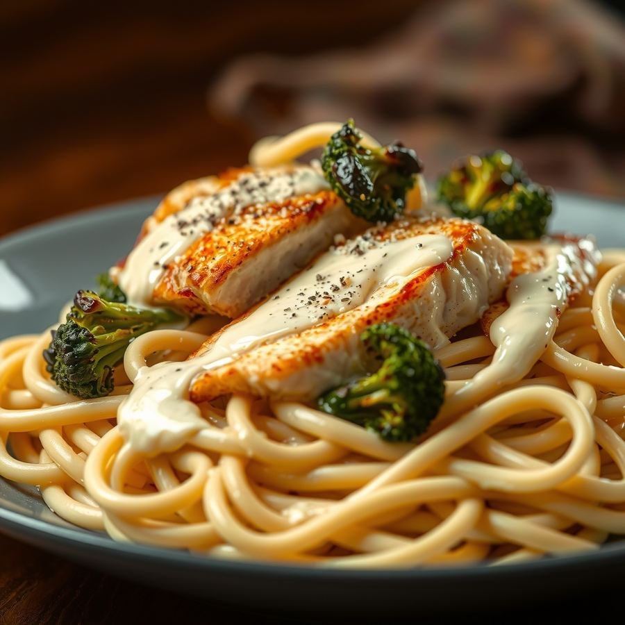 Cottage cheese Alfredo with chicken