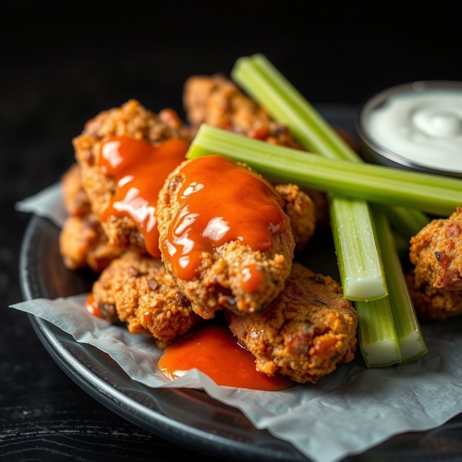 Crispy buffalo boneless wings